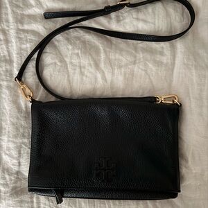 Tory Burch Black Leather Foldover Crossbody Bag